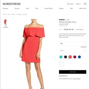 Charles Henry off the shoulder Coral dress